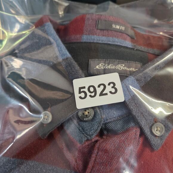 Eddie Bauer Mens Large Red Green Blue Slim Fit Plaid Flannel - Picture 10 of 10